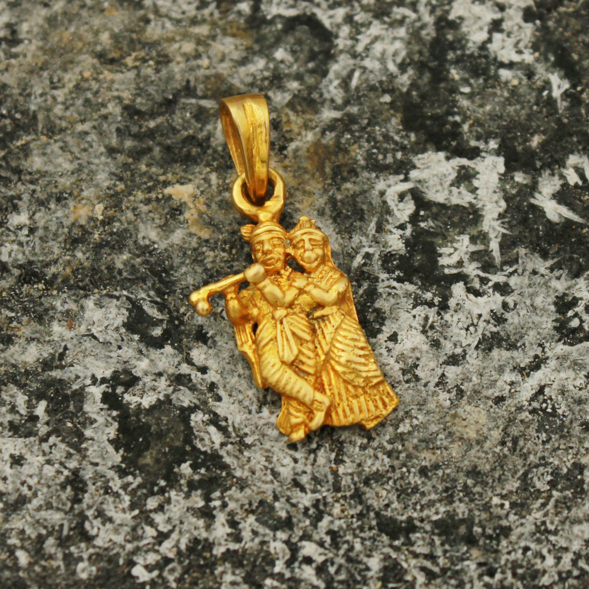 Krishna Radha 22k Yellow Gold Locket 