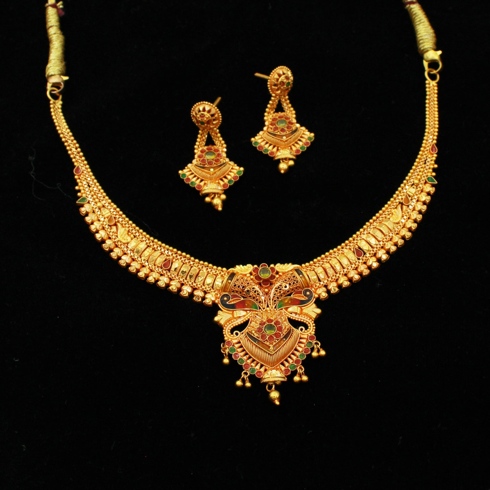 Pure 22k Gold Necklace Set 22k Yellow Gold Necklace With Etsy