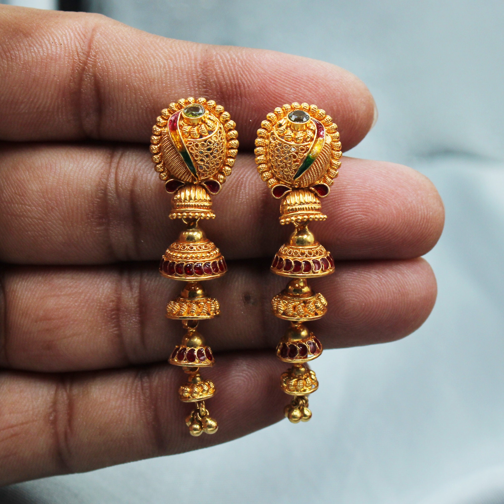 Latest 3 gram gold earrings designs online | Kalyan Jewellers