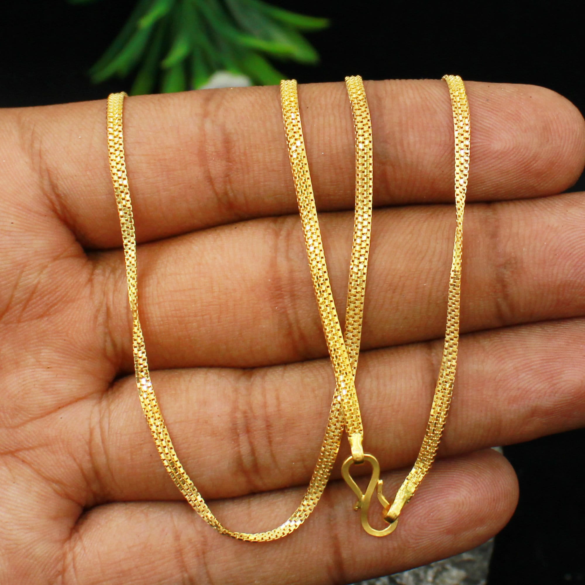 Pure Gold Necklace Chain in 22k Yellow Gold Handmade Chain