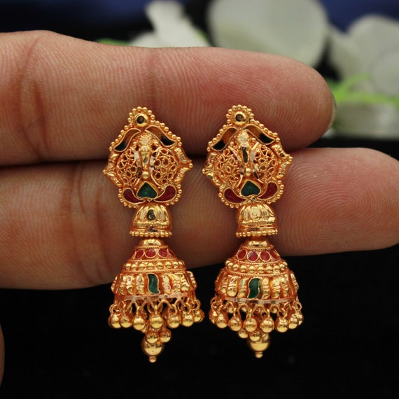 Indian Bridal gold Plated South Traditional Earrings Jhumka Ring Jhumki  Jewelry | eBay