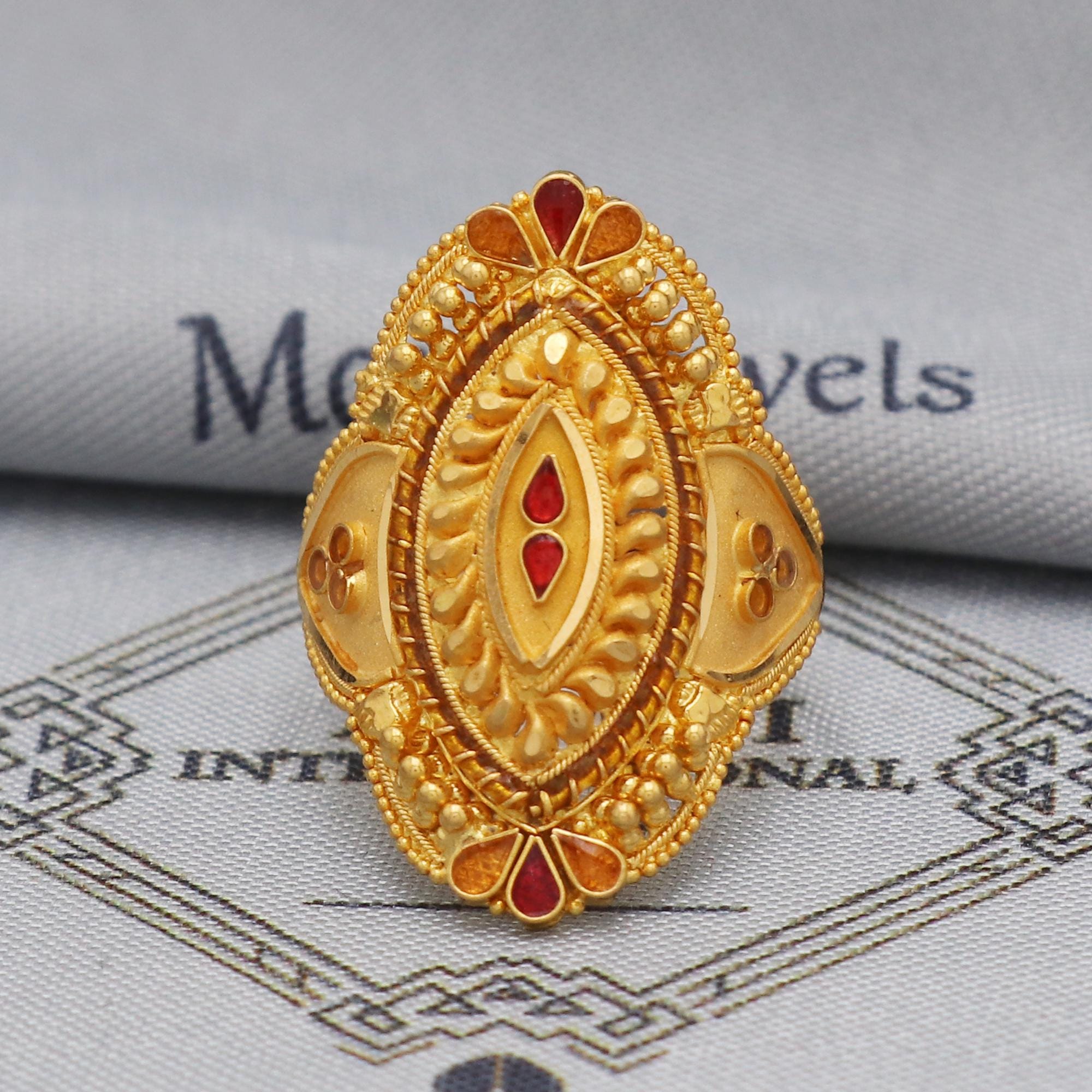 Women India Style 22k Gold Ring Jewelry, 22kt Handmade Jewelry