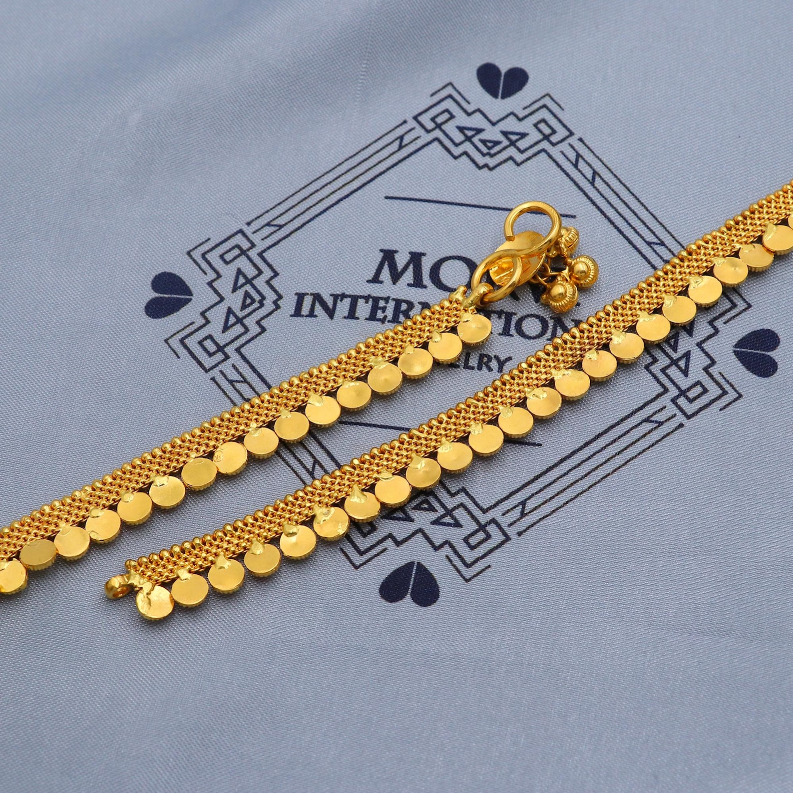 22k Gold Anklet Payal Chain Pair From India, Vintage Style Gold Anklet ...