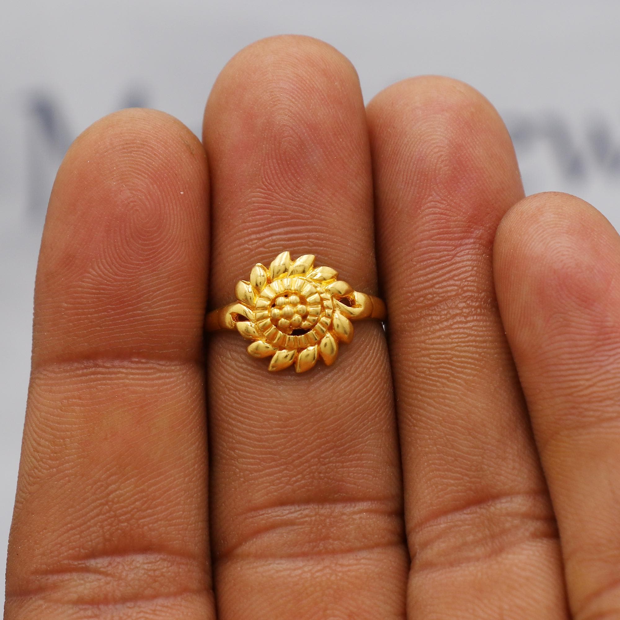 Vintage Flower Design 22k Gold Handmade Ring Jewelry, K6193 - Etsy