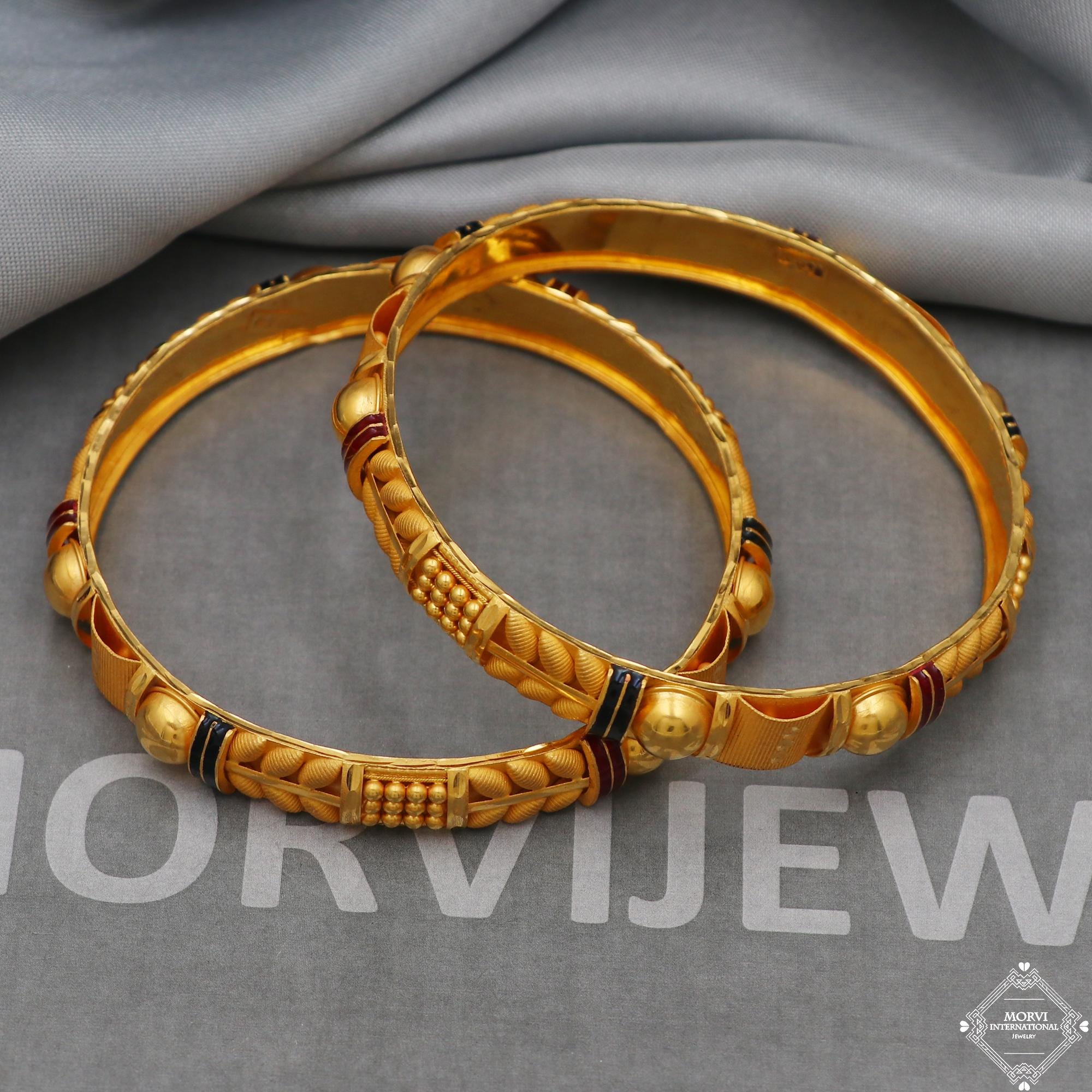 22k 22 Karat Gold Bangles Bracelet Pair Wedding Jewelry, K5170 - Etsy