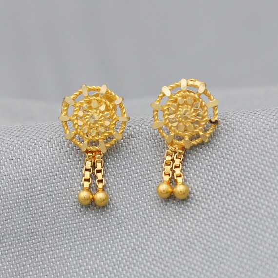 Small Stud Flower Earrings 20k Gold Stud Tops Women Earrings