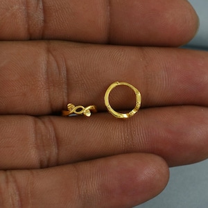 Aros Bali de oro amarillo de 18 quilates para cartílago. Pendientes de oro hechos a mano para mujer. Aros pequeños y delicados pendientes indios para adolescentes. K5951