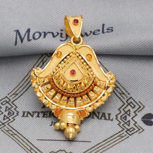Indian Pendant Handmade 22k Yellow Gold Chain Necklace Jewelry, Pure gold necklace indian gold necklace, gift for wife, K5538