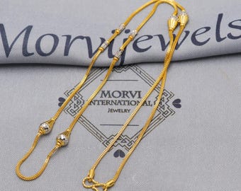 Reine 22k Goldkette Halskette Schmuck, 22kt handgemachte Perlen Kette, indische Goldkette, Party Wear Kette, Frauen-Halskette, K6516