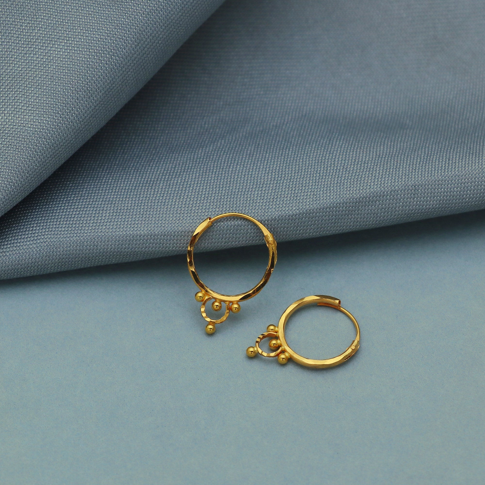 Pure 20k Yellow Gold Hoop Bali Earrings, Huggies, Beads Handmade Gold Earrings for Women, Christmas Gift, Dainty Indian Gold Earrings - Etsy Pure 20k Yellow Gold Hoop Bali Earrings, Huggies, Beads Handmade Gold Earrings for Women, Christmas Gift, Dainty Indian Gold Earrings - Etsy