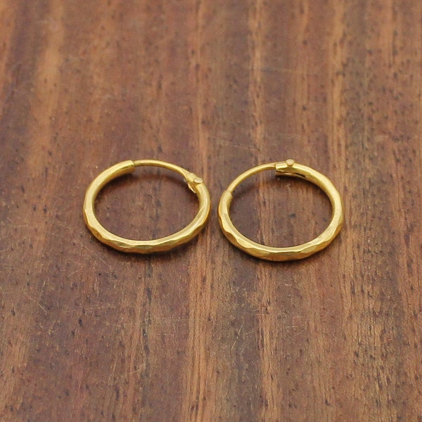 Very Small Pure 22k Yellow Gold Hoop Bali Earrings , Handmade Yellow gold earrings for women, mother Day gift, dainty indian gold earrings