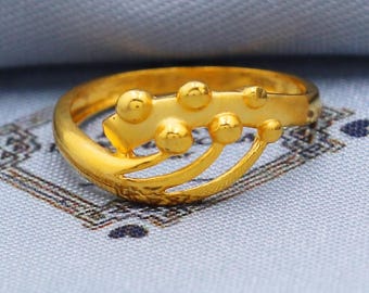 INDIAN JEWELRY IH(Indian Hand Made) リング 22k Gold Handmade Indian Ring , Luxurious Jewelry, Gift, Real Gold