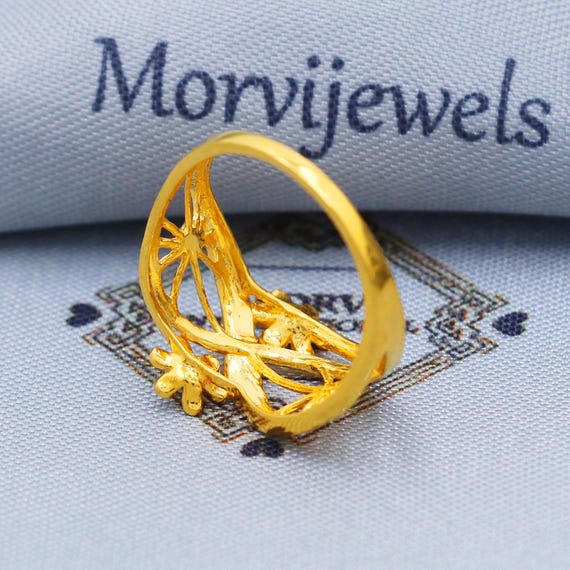 Fine 22k Yellow Gold Ring Size 6 7 8 and All Size, 22k Gold Flower