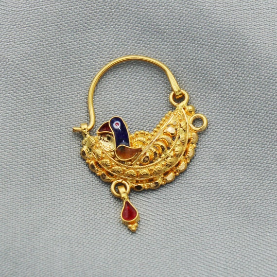 Peacock Nose Pin Gold - South India Jewels
