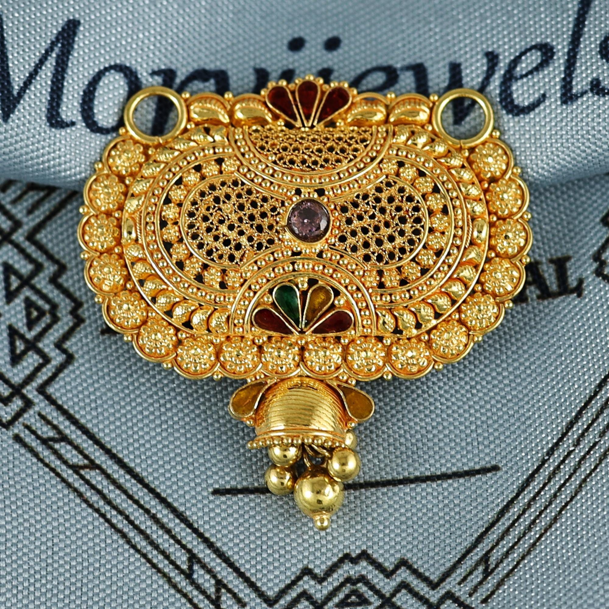 Pure 22k Yellow Gold Pendant Necklace Handmade Indian Mangalsutra