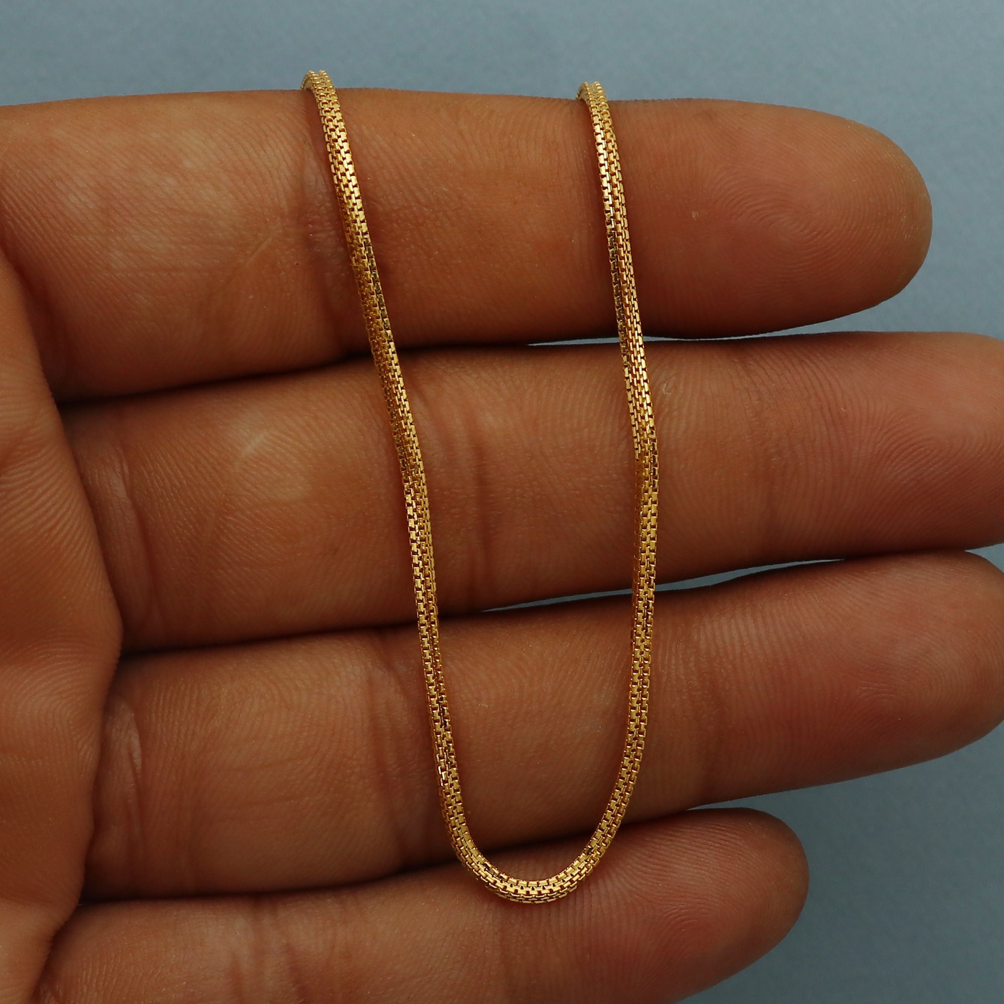 Box Style 22k Yellow Gold Chain Necklace Gift all sizes 22k karat 22kt 22ct Indian Gold Handmade chain necklace Jewelry for gift