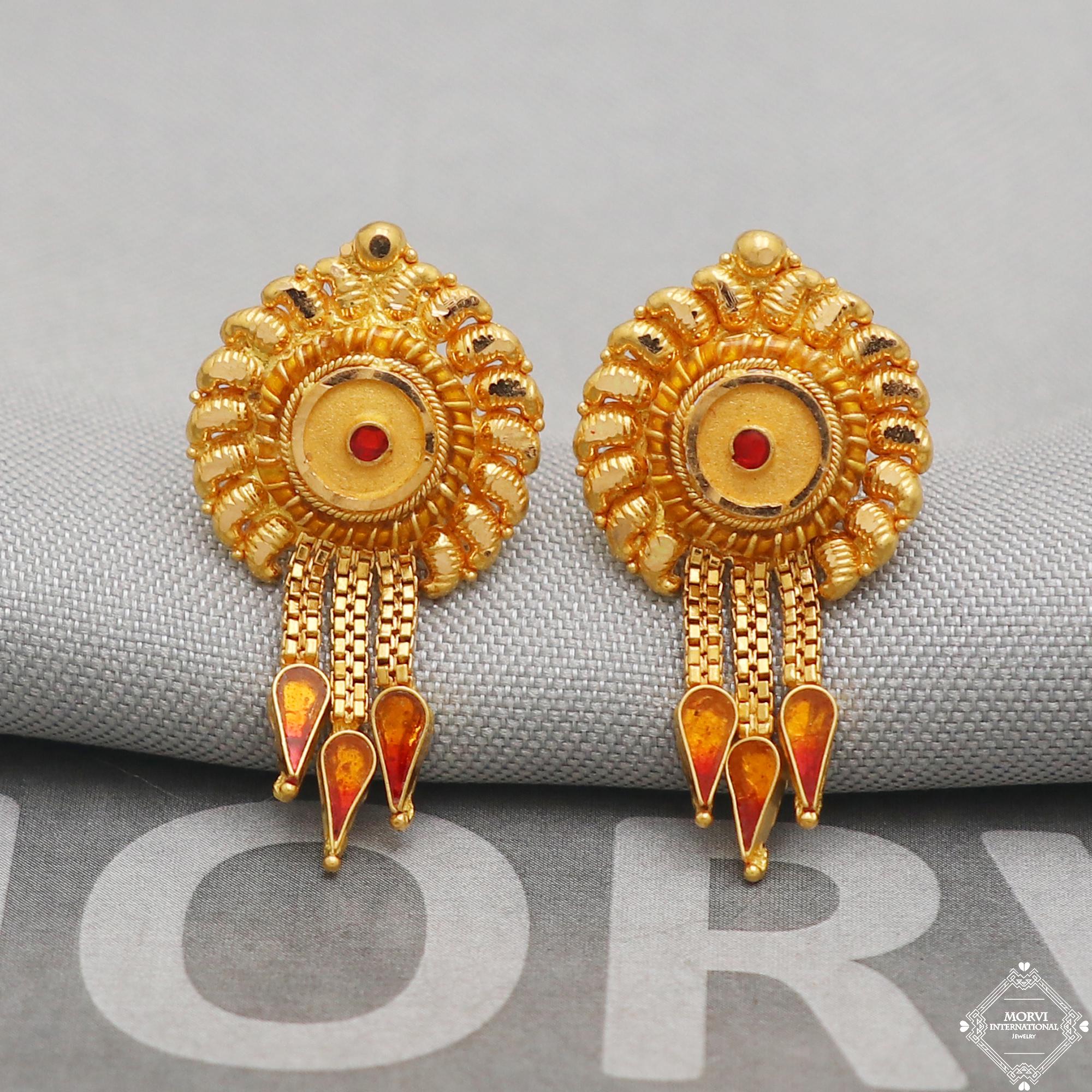 Paisley Design 22k Yellow Gold Earrings Dangle Style  display picture 1