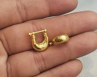 Buy Kundal 22k Yellow Gold Hoop Bali Earrings Handmade Yellow