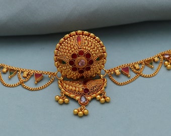 22k Gold Head Jewelry matha Patti Indian style wedding traditional borla jewelry