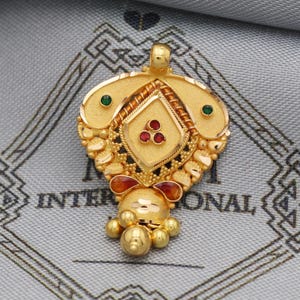Indian Pendant Handmade 22k Yellow Gold Chain Necklace Jewelry, Pure gold necklace indian gold necklace, gift for wife, K5533
