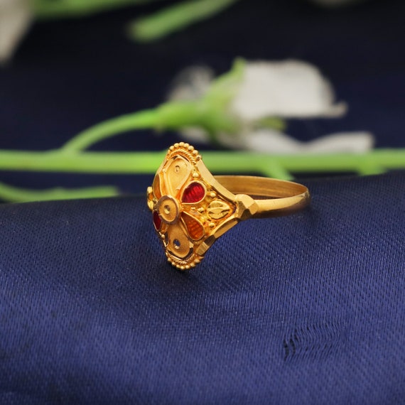 Buy Handmade 22k Yellow Gold Ring Jewelry, Indian Gold Wedding Ring, All US  Size K2622 Online in India - Etsy