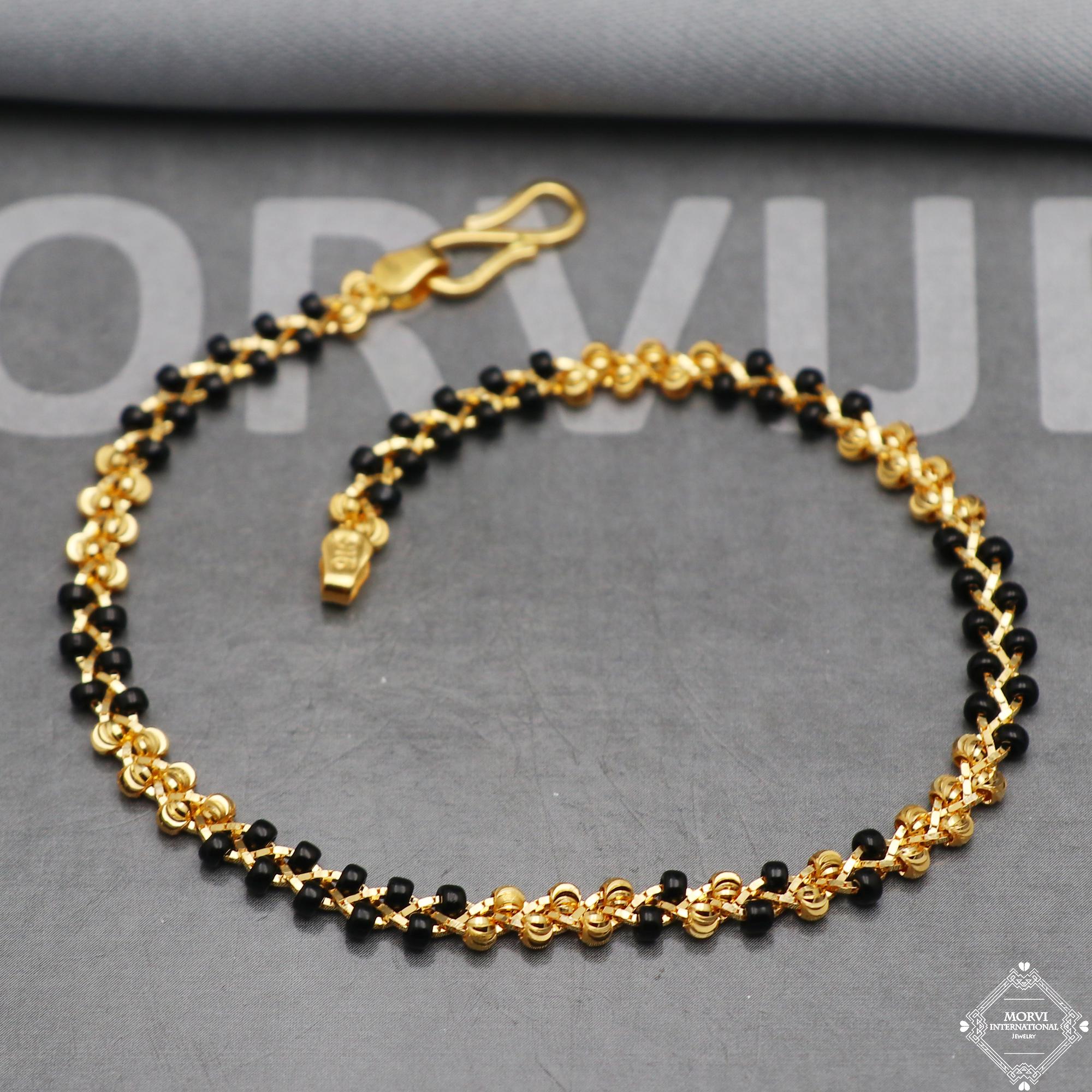 Black and Gold Women\'s Bracelet Small gold beads black beads bracelet in 22k gold, Bracelet  main image 2