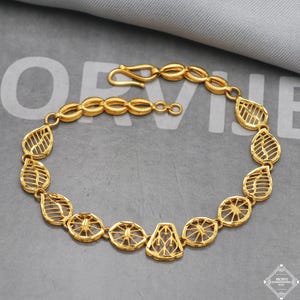 22k Gold Women Girl Handmade Bracelet Link Chain 22kt 22 karat Indian Jewelry, K5266