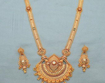 22k Yellow Gold Necklace Set, Indian Gold Set, Indian Gold