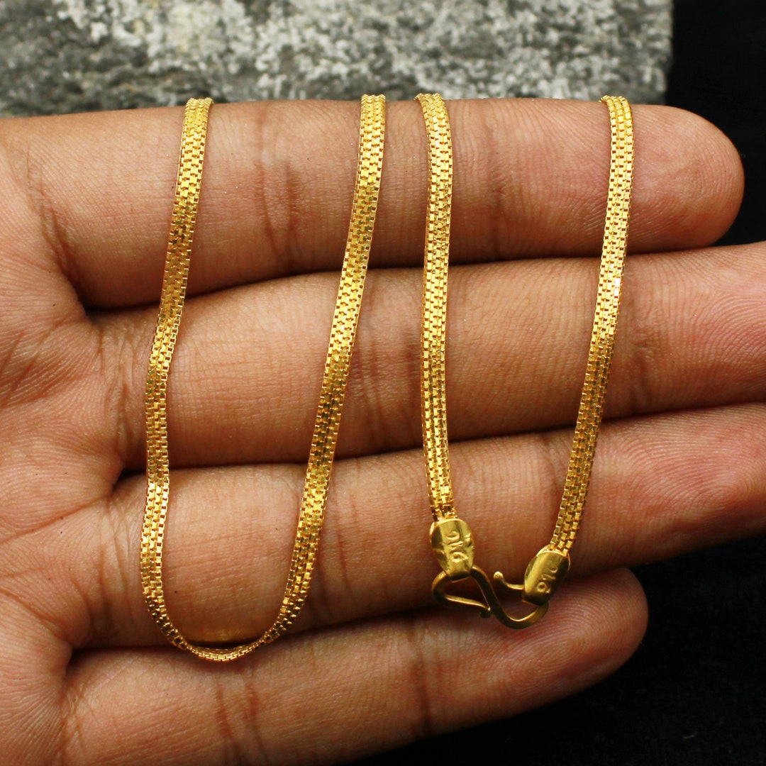 Gold Necklace Chain In 22k Yellow Gold Handmade Chain Etsy