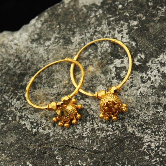 22k Yellow Gold Alphard Bali Earrings