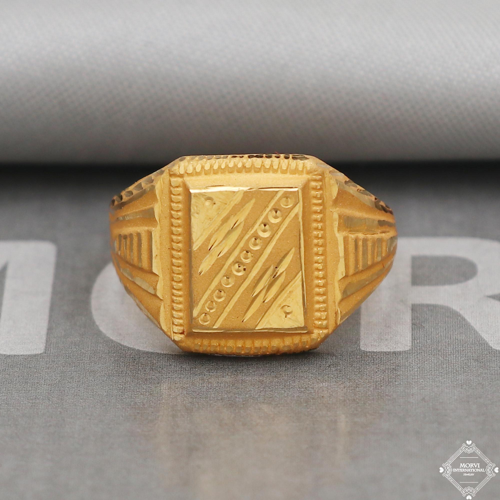 22k Yellow Gold Ring Size 9 US and All, Hand Carved Gold Ring