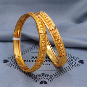 Solid Real 22k Gold Bangles Indian Handmade, Traditional Vintage ethnic Jewelry, Bangle Bracelet pair Wedding Jewelry, K5820