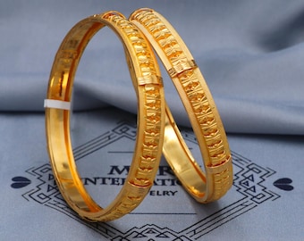 22k Solid Gold Bangle, BIS Hallmark Traditional Filigree Jali Work