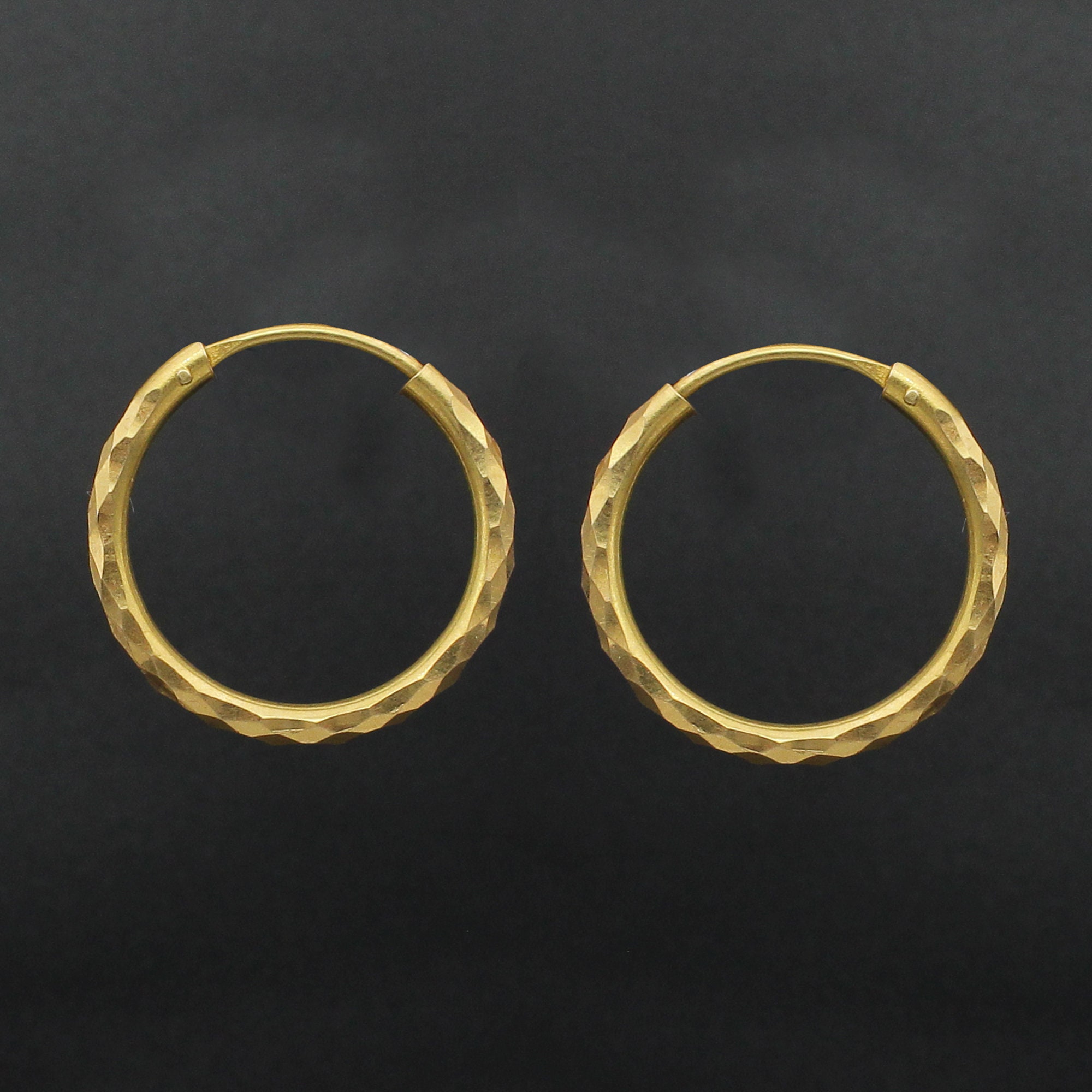 22k Yellow Gold Hoop Bali Earrings Handmade big Yellow gold earrings for women Valentine Day gift star Design indian gold earrings