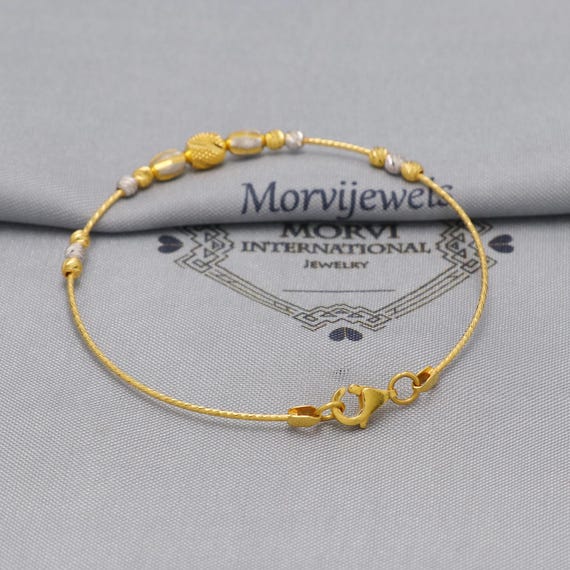 22k Gold Bangle Bracelet: Twisted Wire Design, Flexible Two-tone