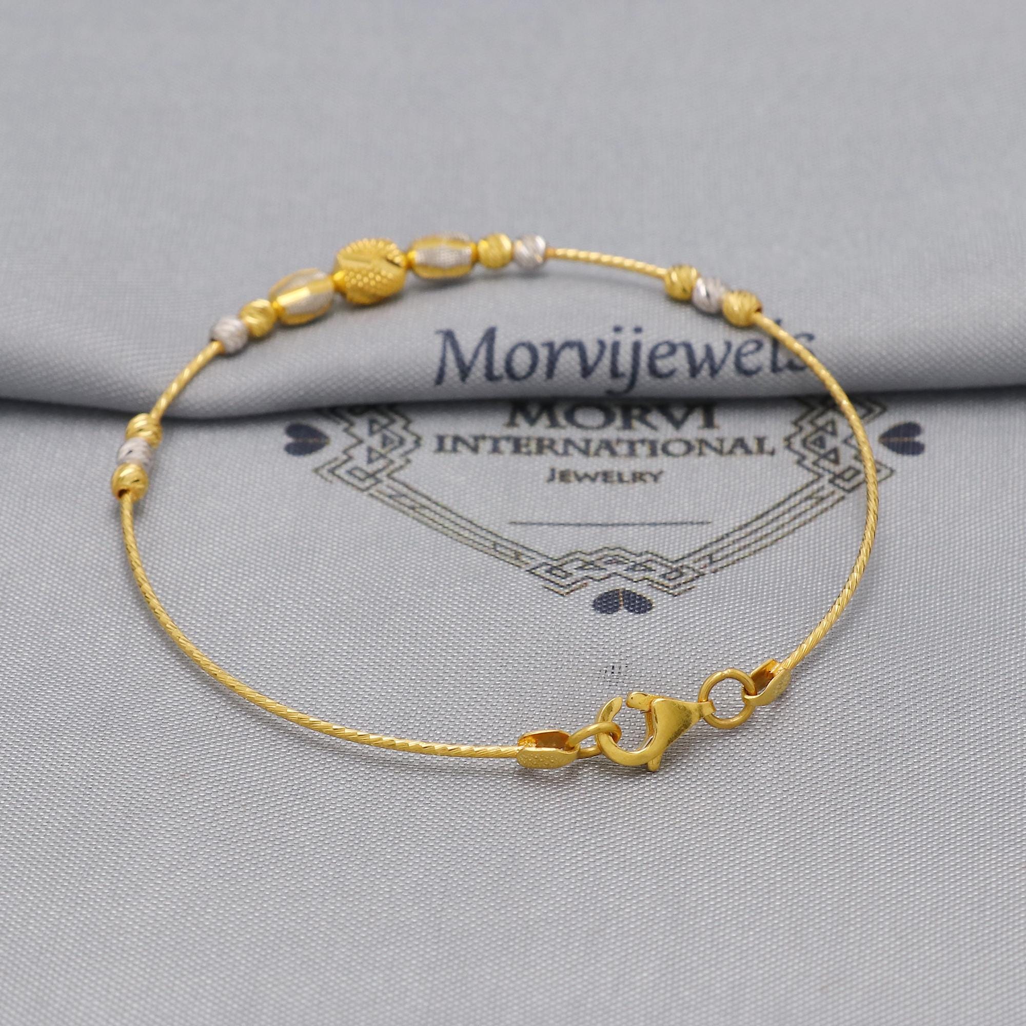 22k Gold Bangle Bracelet: Twisted Wire Design, Flexible Two-tone