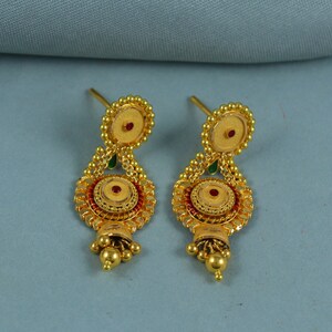 Handmade 22k Yellow Gold Earrings Women Jewelry