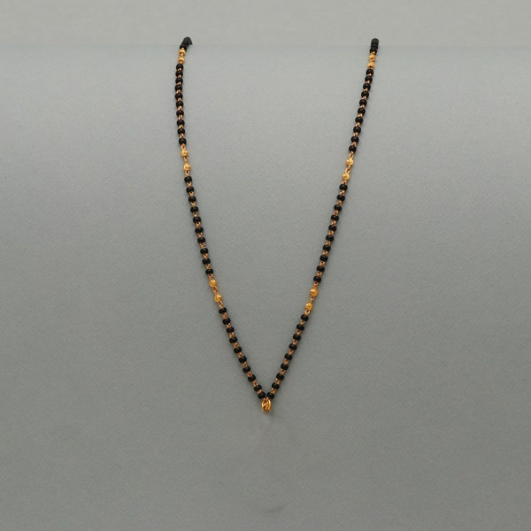 22k Goldkette Mangalsutra Halskette mit Goldperlen und schwarzen Perlen, indische Frau Schmuck Geschenk