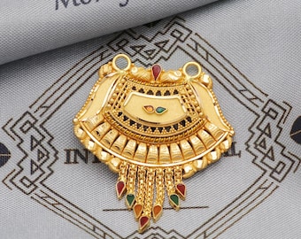 Collar de cadena de oro amarillo de 22 quilates, joyería de oro puro, collar de oro indio, regalo para esposa, K5631