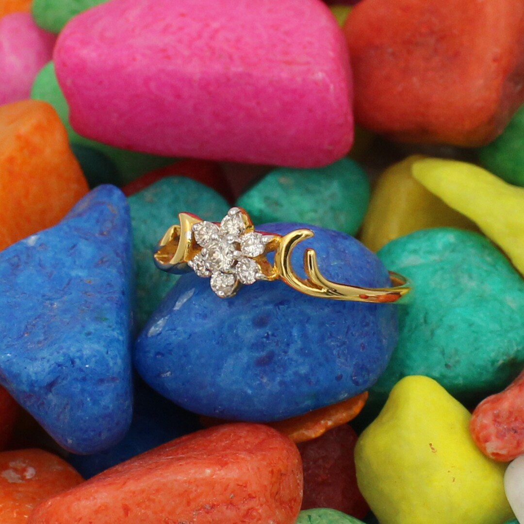 Real Natural Diamond Ring 22k Gold Ring Jewelry, Wedding Ring, Promise