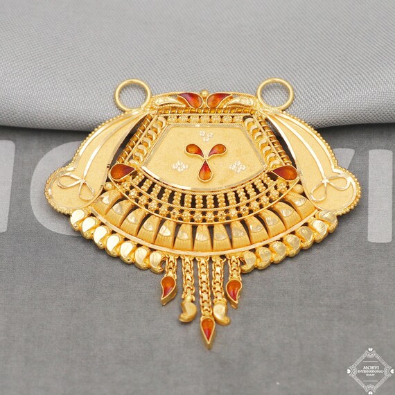 Big 22k Yellow Gold Pendant Necklace Handmade Indian Mangalsutra Handmade Vintage Antique Design Jewelry K5059 Etsy Canada