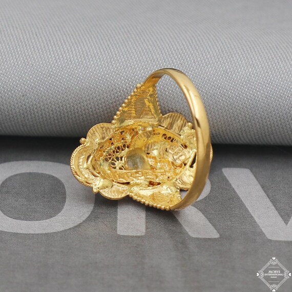 22k Yellow Gold Ring Handmade Indian Jewelry, Vintage and Antique