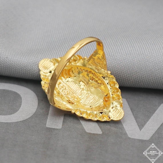 Pure 22k Yellow Gold Ring Jewelry, Handmade Indian Vintage Pure 22k Yellow Gold Ring Jewelry, Handmade Indian Vintage
