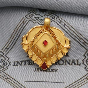 Indian Pendant Handmade 22k Yellow Gold Chain Necklace Jewelry, Pure gold necklace indian gold necklace, gift for wife, K5524