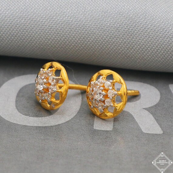 Brincos em ouro amarelo 22k, joias artesanais para presente, K5202