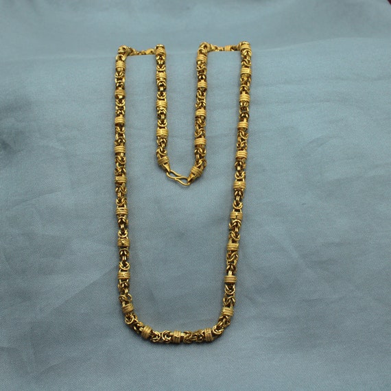 22K Gold Chain Necklace Indian Handmade Jewelry, Thick Men Real Gold Chain