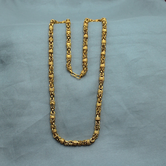 22K Gold Chain Necklace Indian Handmade Jewelry, Thick Men Real Gold Chain