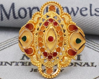 22k Solid Yellow Gold Handmade Indian Ring Jewelry, Gift, Real