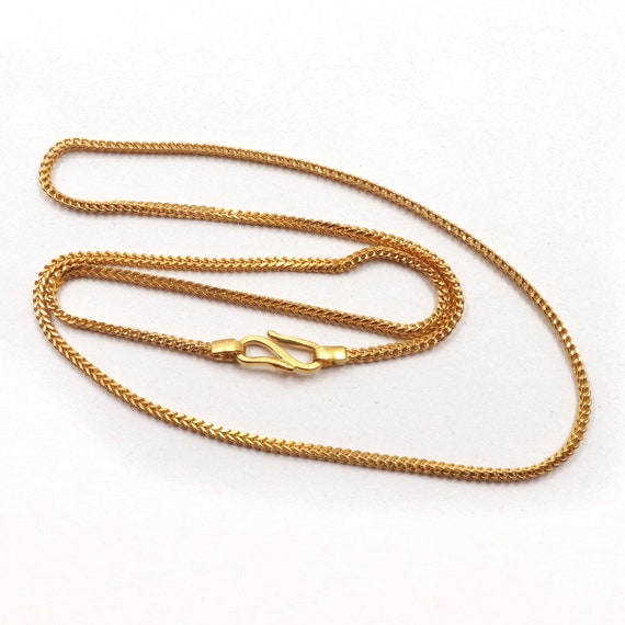 22K Solid Yellow Gold Chain Necklace for Men Women Anniversary Wedding Gift , Indian Gold Handmade Necklace Jewelry 20 22 24 Inches