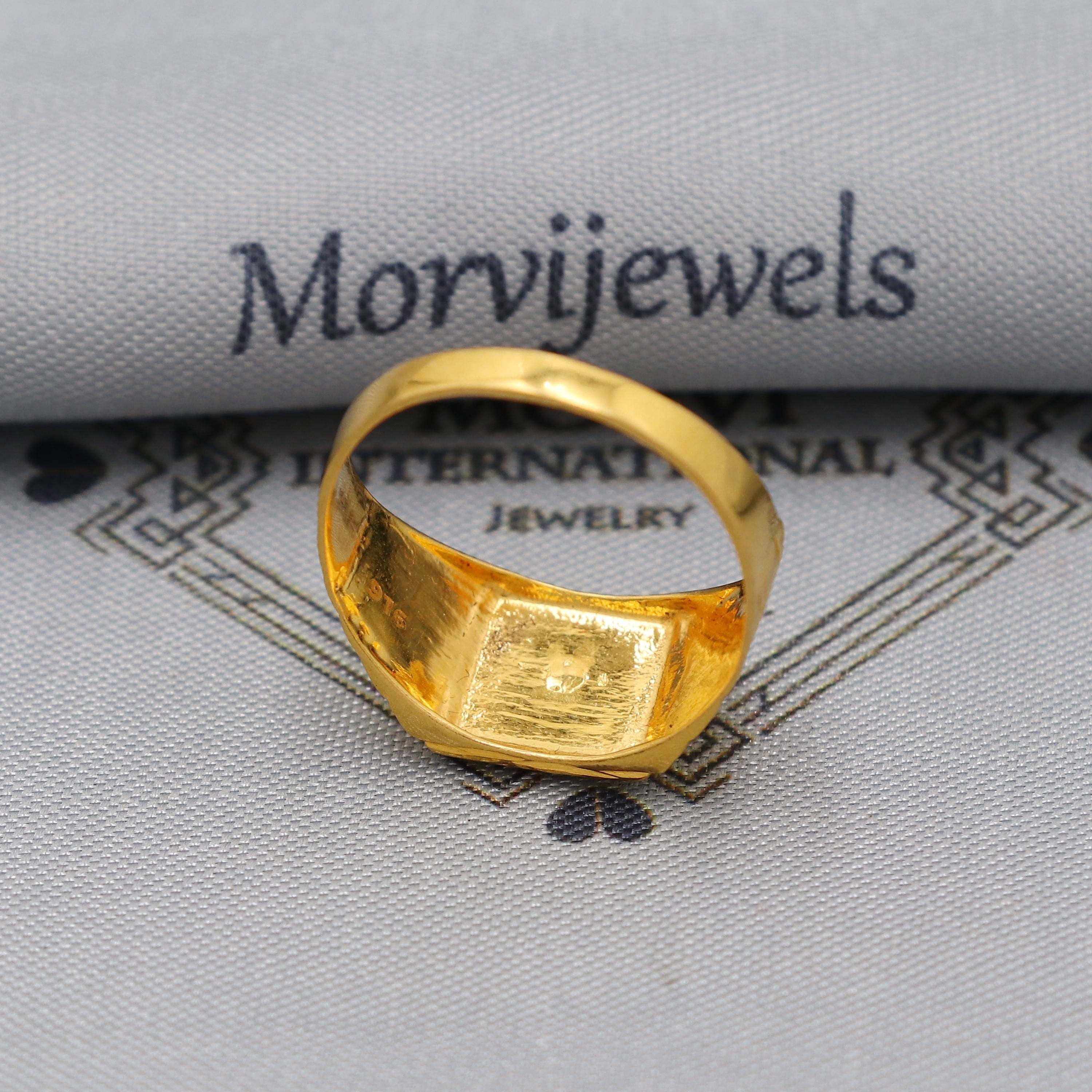 Solid Gold 22k Indian Ring Handmade Jewelry, Wedding Carved